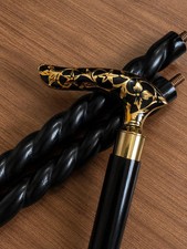 Vintage Designer Brass Handle Antique Style Victorian Cane Wooden Walking Stick