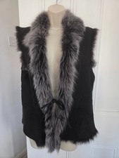 Celtic & Co 100% Shearling Black Reversible Toscana Gilet UK 14