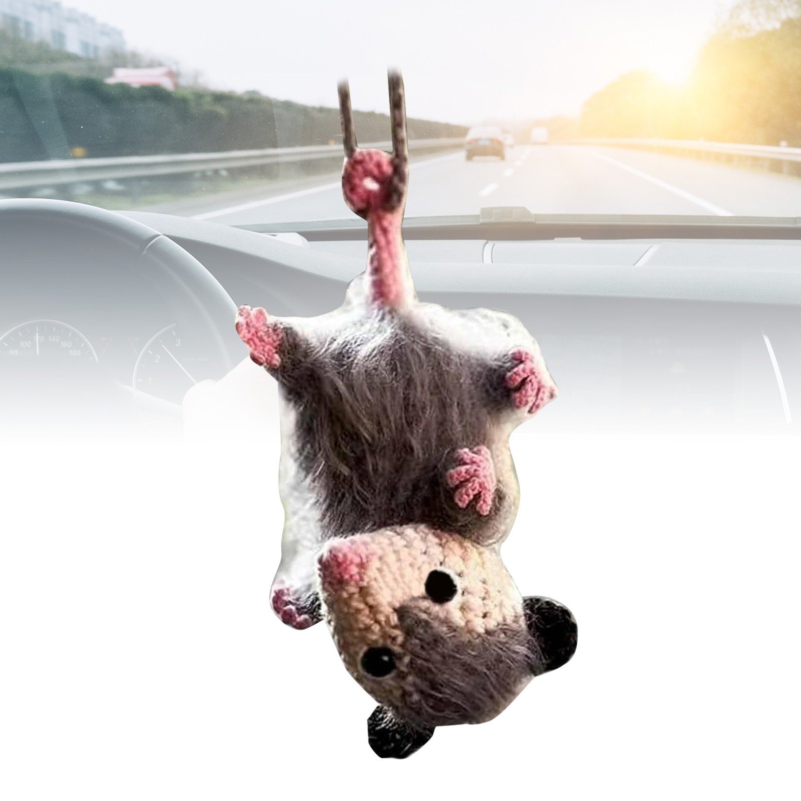 Unique Cute Possum Car Hanging Ornament For Rearview Mirror Decoration Excellent