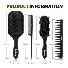 Balon 4pc Hair Brush Set Paddle & Detangling Comb Wet or Dry