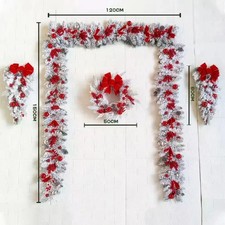 Weihnachtskranz Türdeko Fuzzy Snow rot Beeren wetterfest Frostbeständig