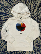 KITH Sesame Street Cookie Monster Elmo White Fleece Hoodie Pullover Kids 8/9