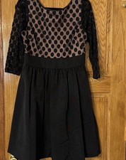 Women's Dresses- Eliza Jay Size 10 Color Black & Tan Mesh Sleeve Back Zip