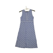 Talbots Womens Effortless Jersey Maxi Dress XL Floral Tiles Coastal Resort Blue