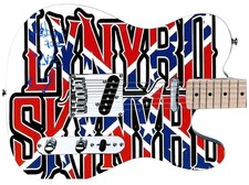 Artimus Pyle Lynyrd Skynyrd Autographed Vintage Flag Graphics Photo Guitar ACOA
