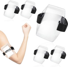 4 Pcs Clear Arm Badge Holders with Adjustable Elastic Strap Waterproof ID