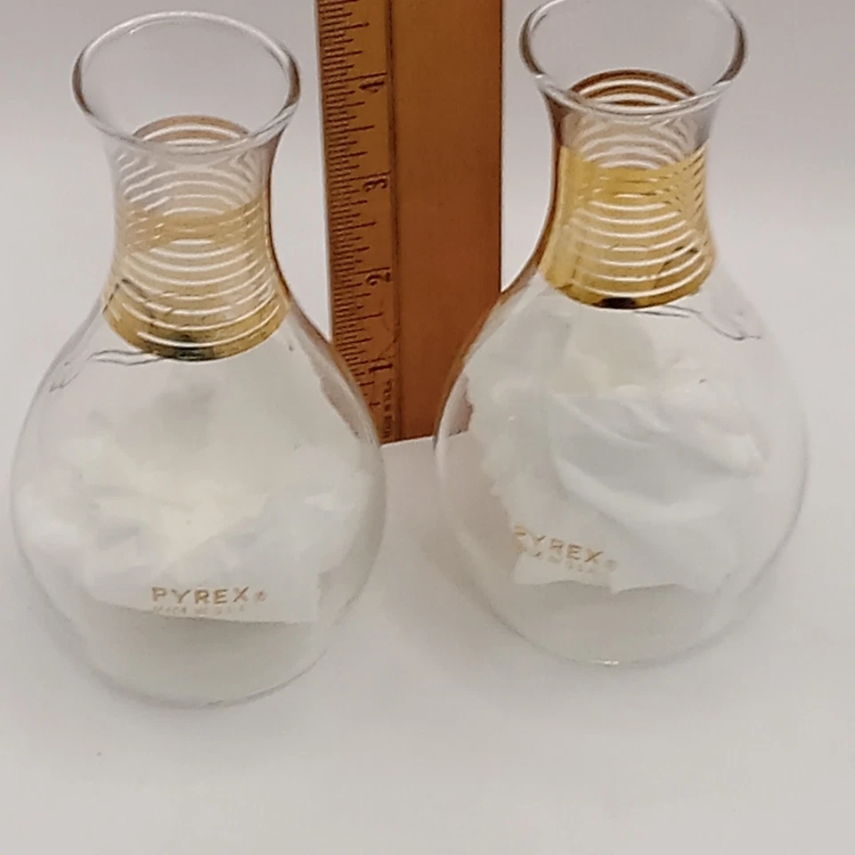 CRUETAS DE ACEITE Y VINAGRE PYREX GLASS y sal pimienta agitadores sin tapones banda dorada Foto 4 de 4