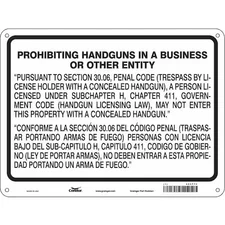Condor 453T74 No Concealed Weapons Sign, 18 In Height, 24 In Width, Aluminum,