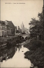 Quai des Menetriers Bruges Belgium vintage UDB postcard c827