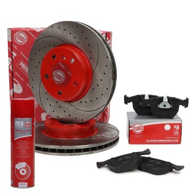 Bremsscheiben + Bremsbeläge + Bremsenreiniger vorne für BMW X3 (E83), X5 (E53)