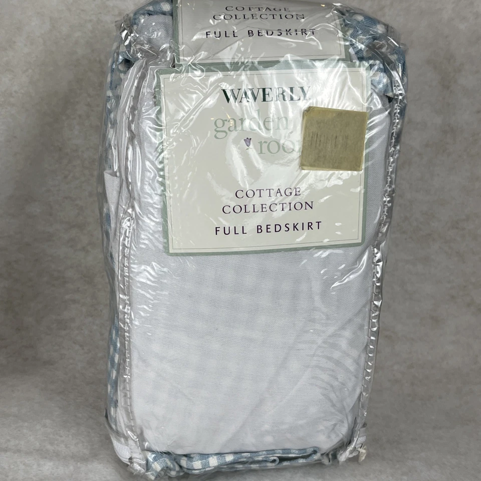 Falda de cama completa a cuadros azul blanco Waverly Garden colección de cabaña con volantes nueva de colección Foto 4 de 4