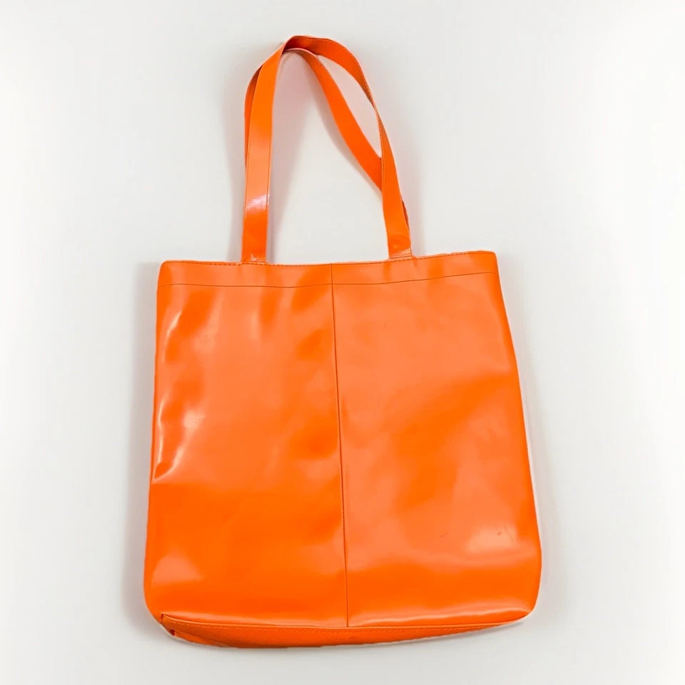Bolso de Hombro Retro Y2k Aesthetic MATRIX Naranja Vinilo Perforado Logo A Presión Foto 2 de 4