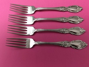 4 Oneida Community LOUISIANA Stainless Dinner Forks (some black accent faded)