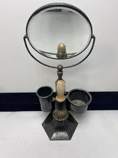 Circa 1910 F.B. Rogers Silver Co Silver Plated Shaving Stand w/Mirror and brush