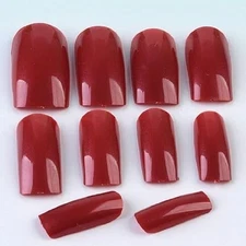 Gorgeous Full Cover Plastic False Nail Tips in Assorted Sizes - Dark Red (500ct)