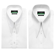 Mens Grooms Wedding White Cotton Shirt 60s 70s Retro Vintage Style Revival Dress