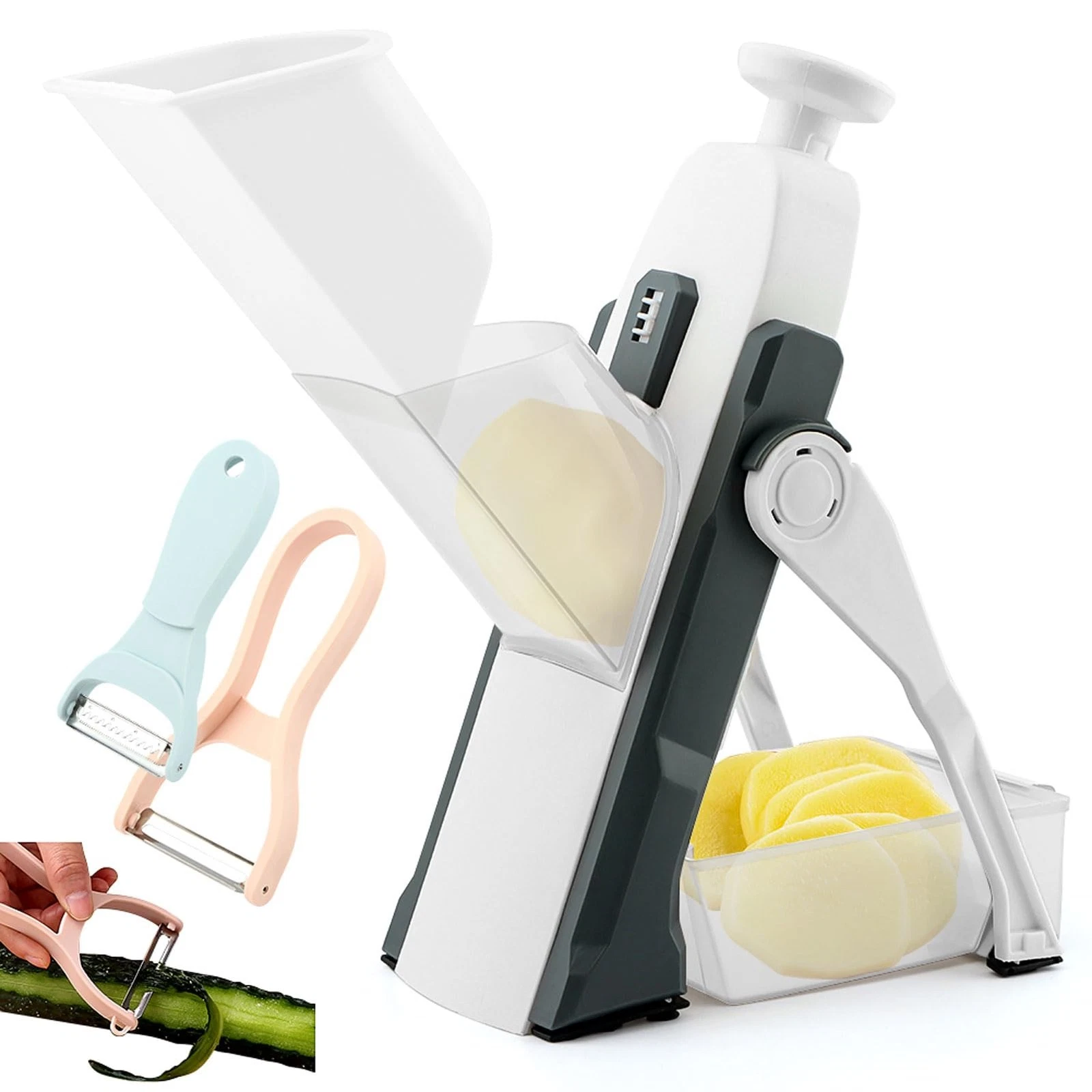 Safe Mandoline Slicer for Kitchen, Potato Slicer Cucumber Slicers with Peeler...