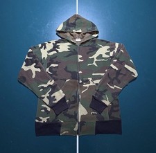 Vintage Camo Thermal Lined Hoodie Sweatshirt Mens Medium Full Zip Camouflage 80s