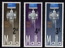 Malta 1967 George Cross Award Complete Set SG 379 - SG 381 Unmounted Mint MNH