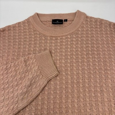 Hickey Freeman Sport Large Peach Cable Knit Silk Linen Blend Pullover Sweater
