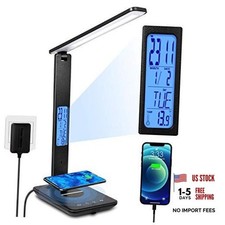 LED Desk Lamp, Desk Lamp with Wireless Charger, Suitable for Home, Office Black