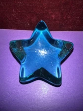 Fire and Light Recycled Glass 3” Paperweight Aqua Shooting Star Signed