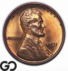 1931 Lincoln Cent Wheat Penny, Red Brown