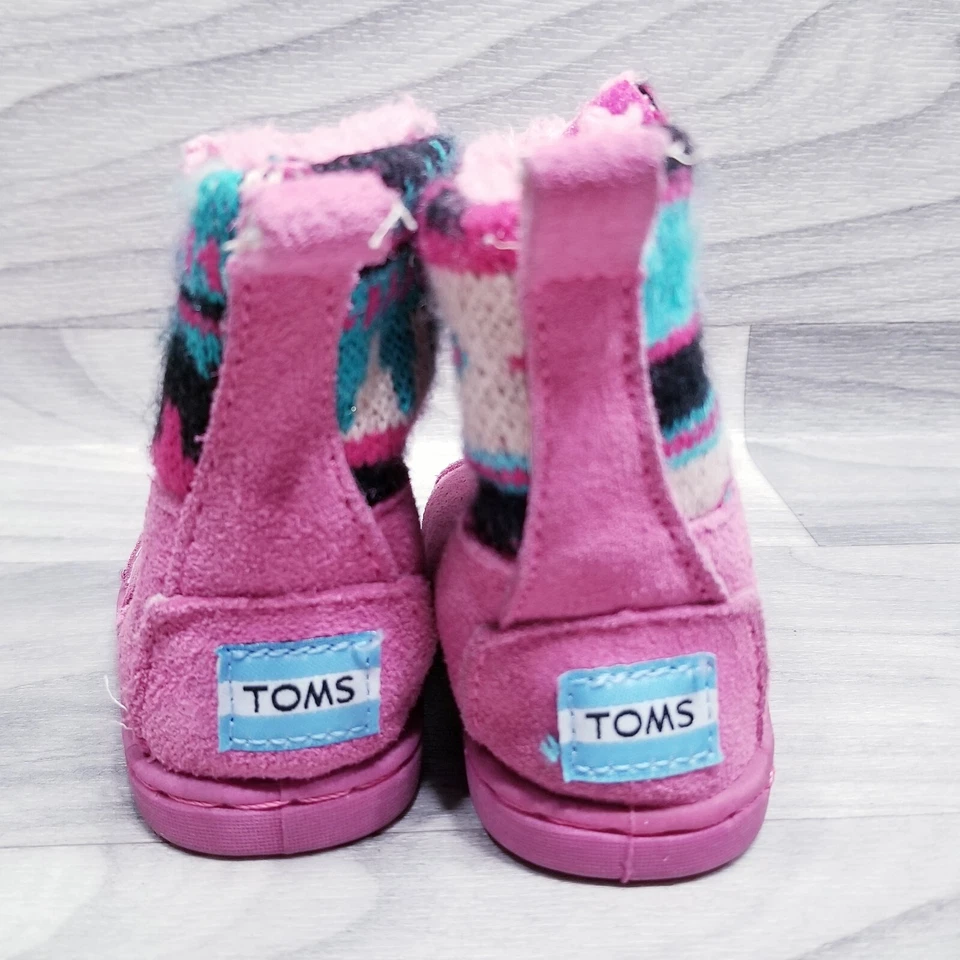 Toms Tiny BOTAS NEPAL Rosa Gamuza Tejido Eje Niño Niña Bebé Zapatos Talla T 3 Foto 2 de 4