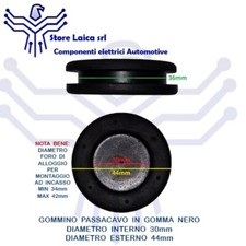 GOMMINO PASSACAVO IN GOMMA FORATI E CIECHI AD INCASSO PER CABLAGGIO AUTO MOTO
