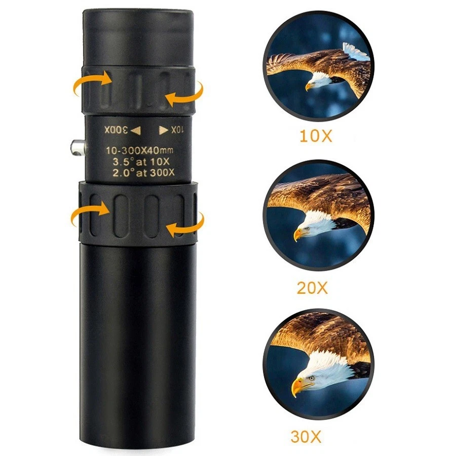 10-300X40mm Monocular Binoculars BAK4 Prism Mini Portable High Power All Metal - Image 4 of 4