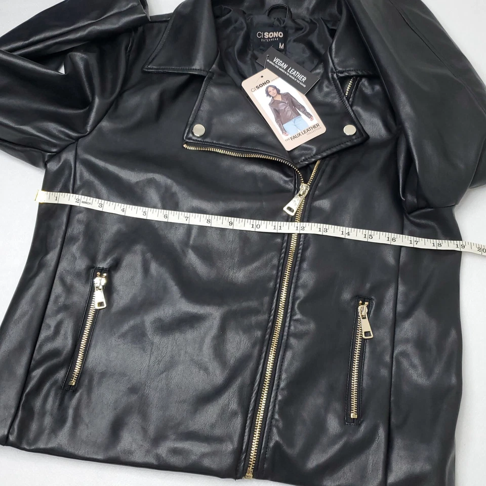 Chaqueta Ci Sono by Cavalini para mujer mediana negra suave cuero vegano motocicleta nueva con etiquetas Foto 3 de 4