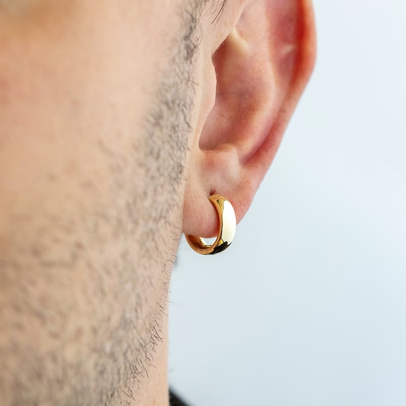 Gold Stainless Steel Huggie Hoop Earrings - 1/2 Inch Unisex Hoops For Men & Women, Hypoallergenic