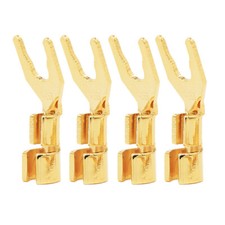 4pcs Pure Copper with Gold Plated Spade Plug HIFI Speaker Cable Adapter 6-8mm