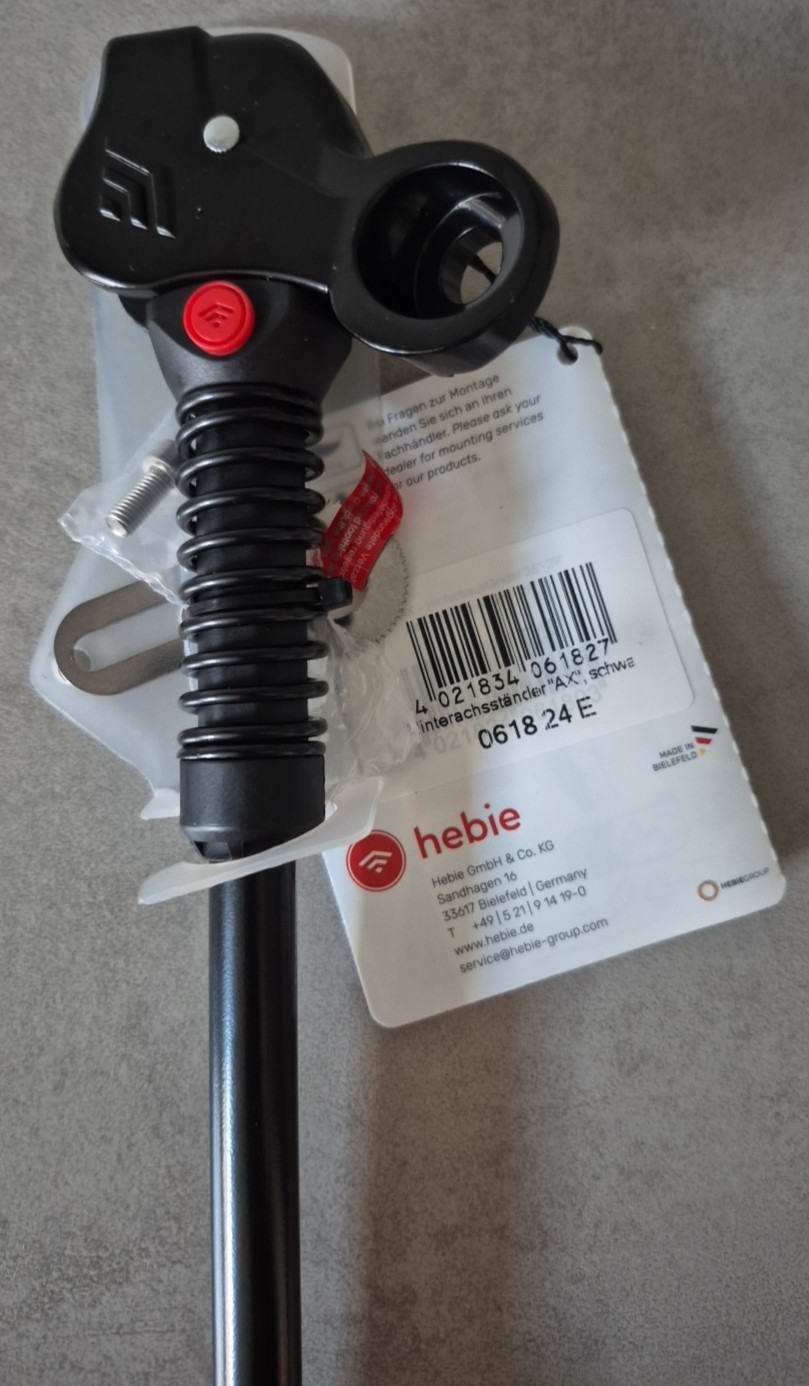 Fahrradseitenständer, HEBIE AX 618 bis 10mm ACHSE 20 Hinterbauständer
