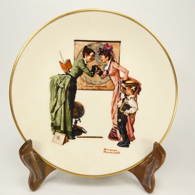 Back To School by Norman Rockwell Gorham China Plate Danbury Mint   FHJ1V