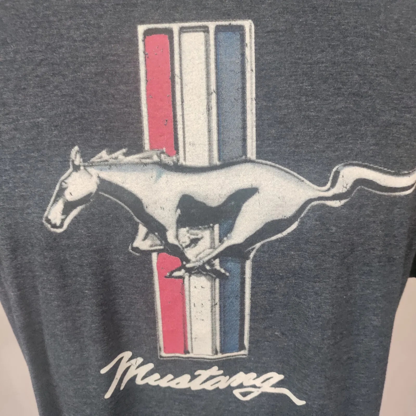 PONY XL T shirt extra large blu grigio mustang v g cond. Spedizione veloce. Pls. Leggi