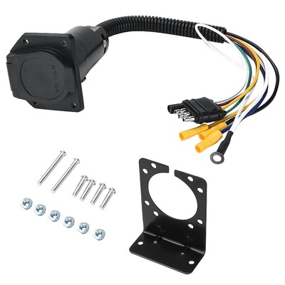 4-Way Flat To 7-Way Round Rv Vane Wiring Adapter Plug For Car Truck