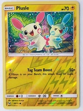 REVERSE HOLO Plusle 33/73 NM / M - Shining Legends Pokemon Card Tomokazu Komiya