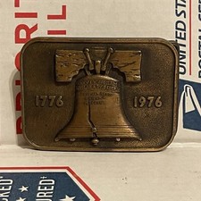 Vintage USA Liberty Bell 200 Year Celebration Patriotic America Belt Buckle Good