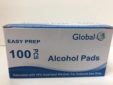100 Global Easy Prep Alcohol Prep Pads (Isopropyl Alcohol) PART # 65-0111