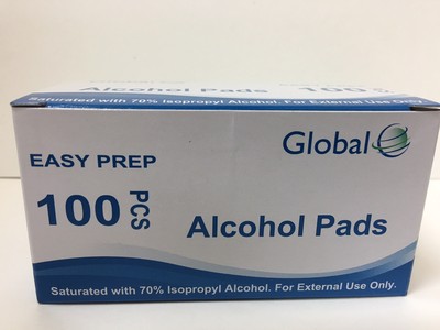 100 Global Easy Prep Alcohol Prep Pads (Isopropyl Alcohol) PART # 65-0111