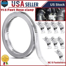 11.5ft Adjustable Large Hose Clamps Worm Gear Stainless Steel Clamp 8 Fasteners