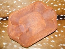 Carved Wooden Dough Bowl Primitive Wood Trencher Tray Rustic Home Decor 16 3/4"
