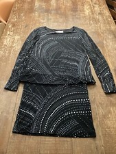 Vintage Eliza J New York Black Polka Dot Drop Waist Dress Sz6