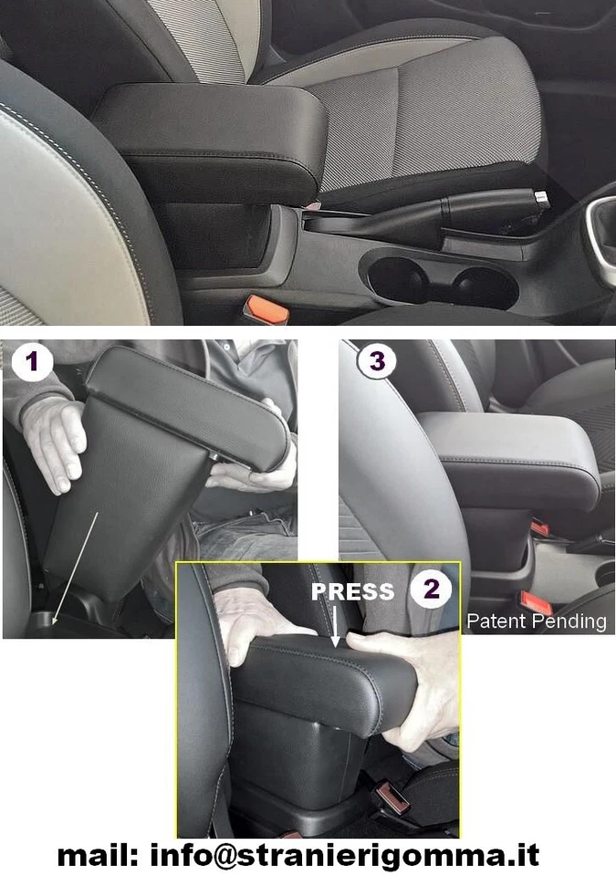Bracciolo PREMIUM per FIAT TIPO -TESSUTO NERO REGOLABILE LUNGHEZZA MADE IN ITALY - Immagine 4 di 4