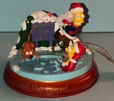 Simpsons Bradford Illuminated Christmas Ornament Chill Out Homer 2003 Bart