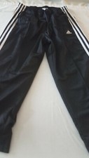Boys Adidas Joggers BASKETBALL Size Large Black POCKETS DRAWSTRING POLYESTER