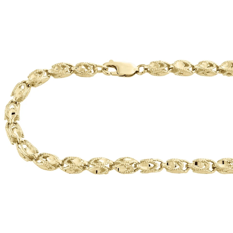 10k Yellow Gold 10" Diamond Cut Turkish Rope Link Anklet Bracelet 4.5 MM 9 Grams