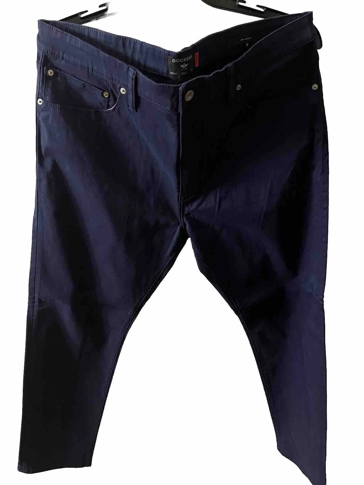 Pantalon chino homme Dockers bleu marine 36x30 coupe mince supreme stretch neuf avec étiquettes