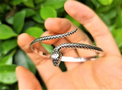 Snake Bangle STERLING SILVER 925 Snake Bracelet Cleopatra Jewelry